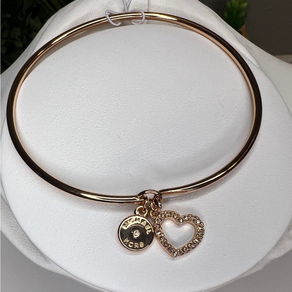 MICHAEL Michael Kors Jewelry - Michael Kors Rose Gold Heart charm thin bangle